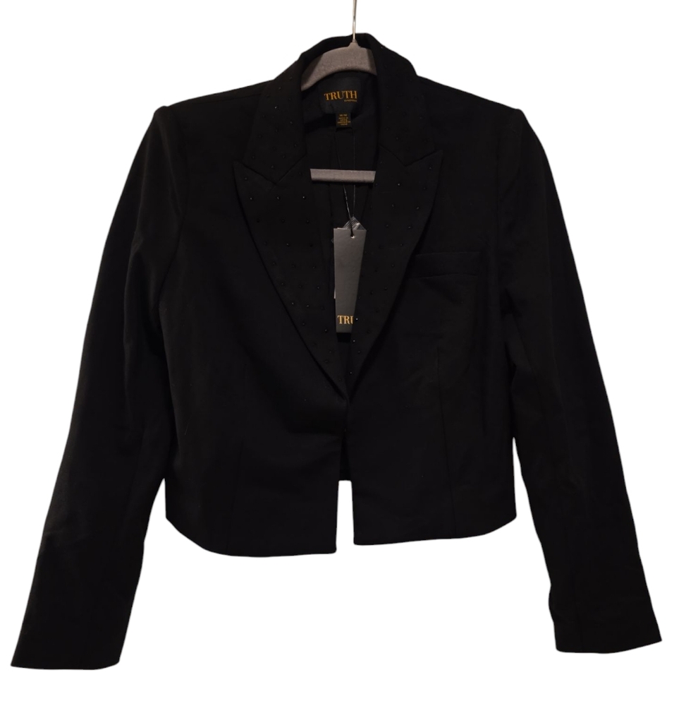 Truth By Republic, NWT, Cropped Blazer, Black, 3 Buttons On Sleeve, Womens Sz M,